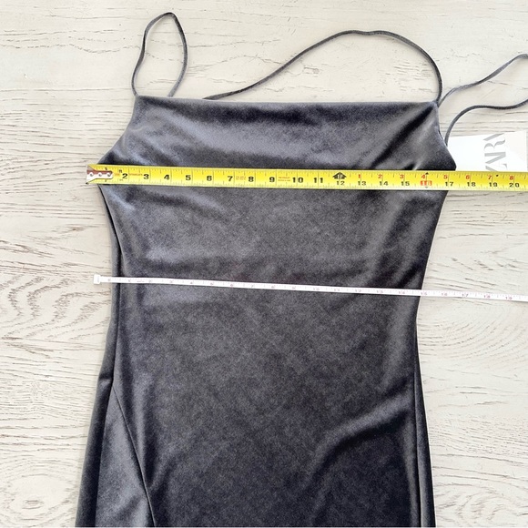 ZARA | VELVET MIDI SLIP DRESS HIGH SLIT ASYMMETRICAL STRAPS SEXY FORMAL WEDDING - Picture 7 of 8